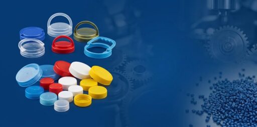 A variety of colorful PET bottle caps, screw closures, and plastic handles for beverage and food packaging, manufactured in Bangladesh by Alpha Plastic BD.